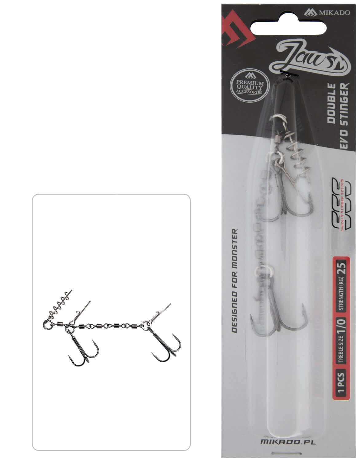 MIKADO Jaws Double Evo Stinger 25kg Drillingshaken 1/0