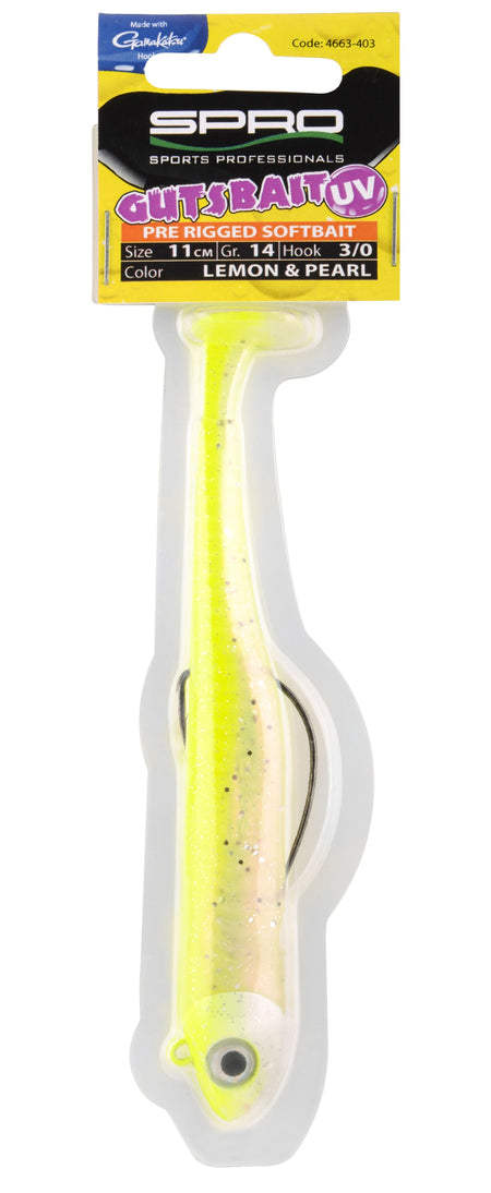 SPRO Gutsbait UV 95/110 9,5cm oder 11cm Gummifisch montiert
