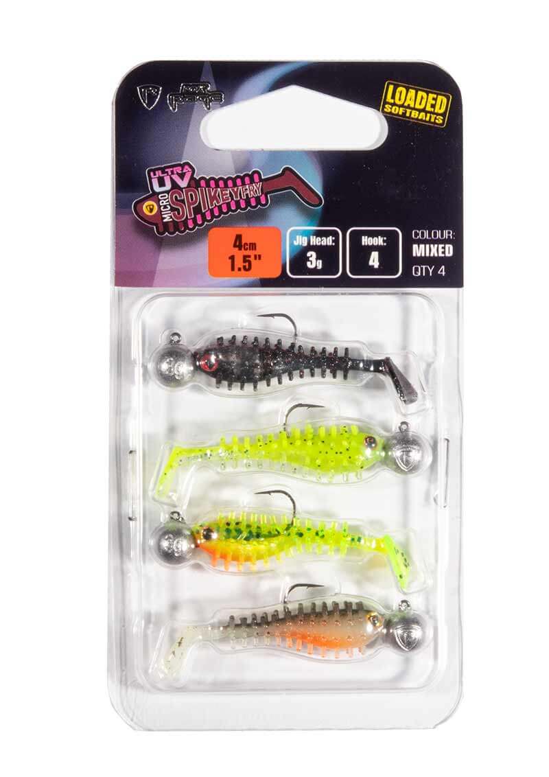 FOX Rage Ultra UV Micro Spikey Mixed Colour Loaded Lure Softbait Gummifisch 4cm 3g